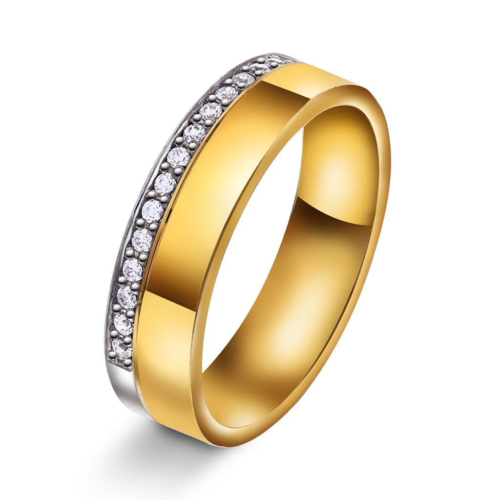 Forever giftering i tofarget 14 karat gull med diamant, 6 mm, bilde 1 av 2