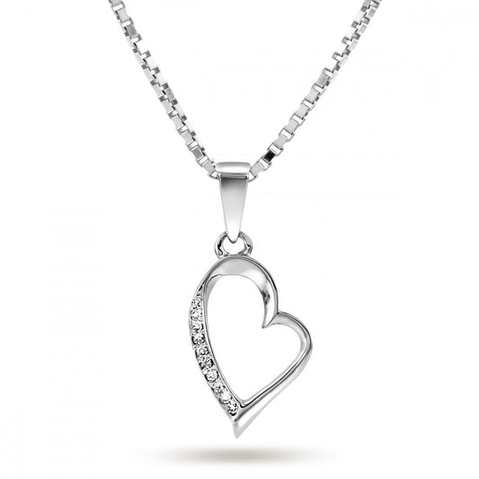 Anheng i hvitt gull med diamant, hjerte 13 mm