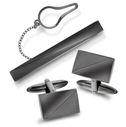 Slipsnål og mansjettknapper i messing, gunmetal, bilde 1 av 4