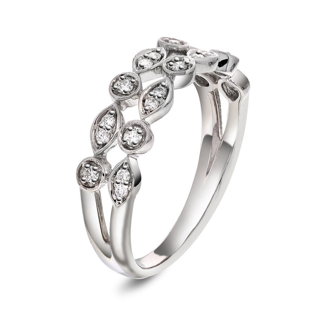 Ring i 14 karat hvitt gull med diamanter 0,18 ct, bilde 1 av 2