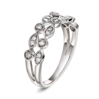 Ring i 14 karat hvitt gull med diamanter 0,18 ct, bilde 1 av 2