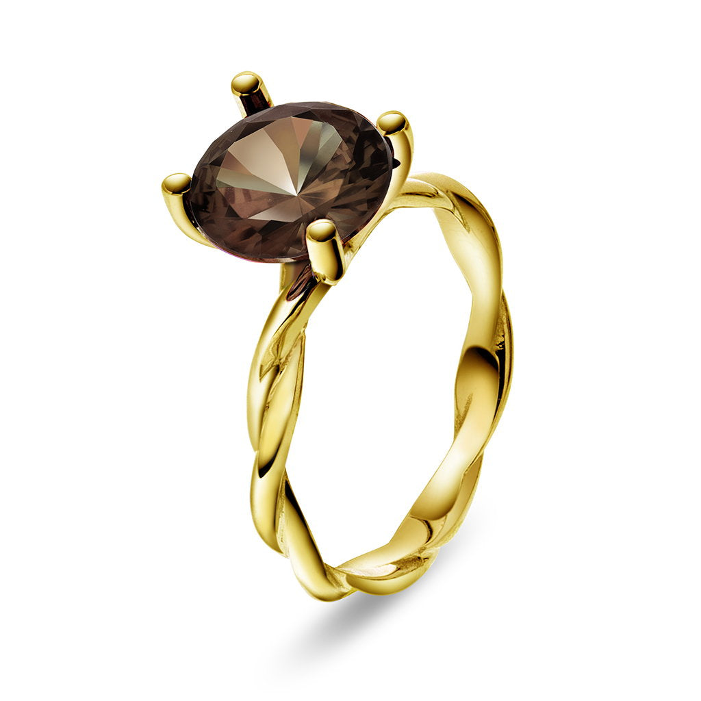 Drops ring i 585 gult gull med røykkvarts, bilde 1 av 4