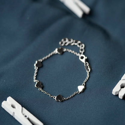 Armbånd i rhodinert 925 sølv, hjerter, bilde 3 av 4