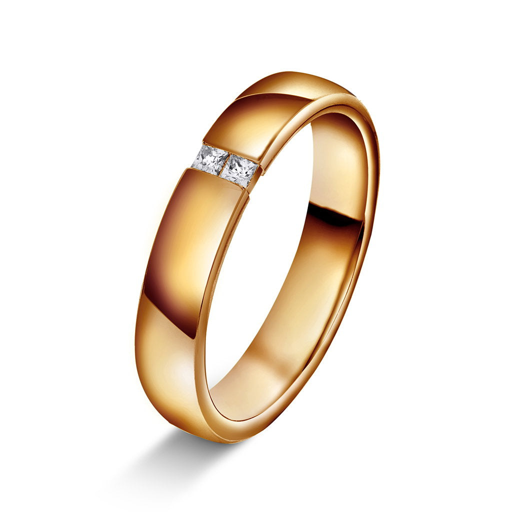 Forever giftering i 14 karat gull med diamant 0,06 ct, 4 mm, bilde 3 av 3