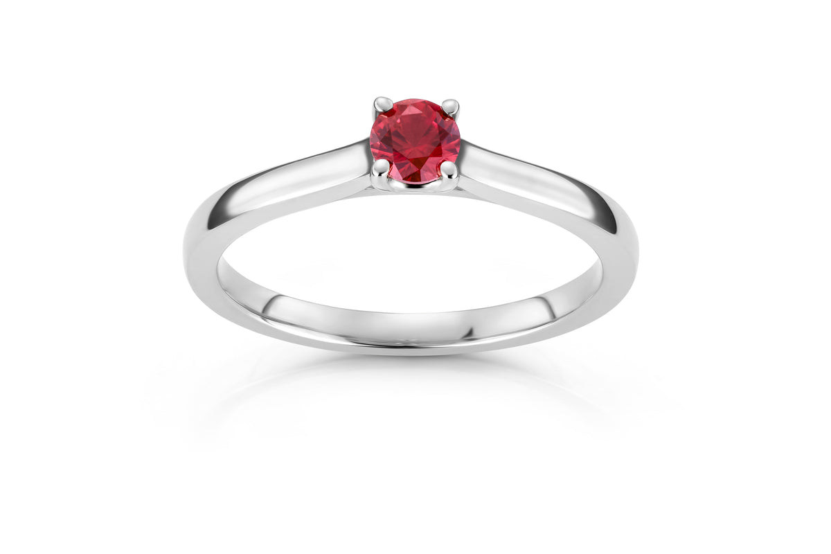 Svolder ring i 585 gull med rubin, 0,01 ct og midtsten 0,30 ct, bilde 1 av 2