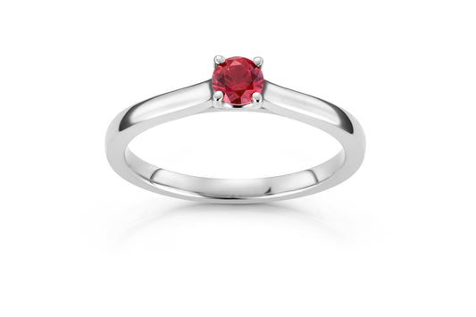Svolder ring i 585 gull med rubin, 0,01 ct og midtsten 0,30 ct, bilde 1 av 2