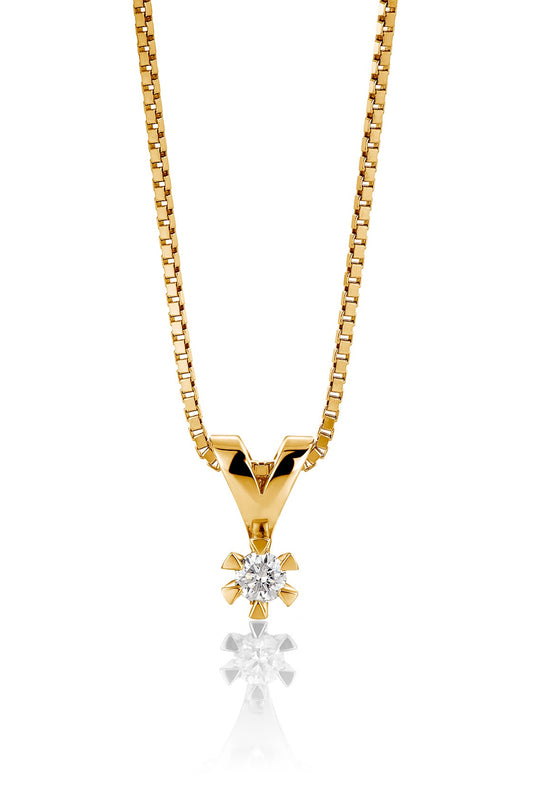 Svolder anheng i 585 gull med diamant 0,07 ct, bilde 1 av 2