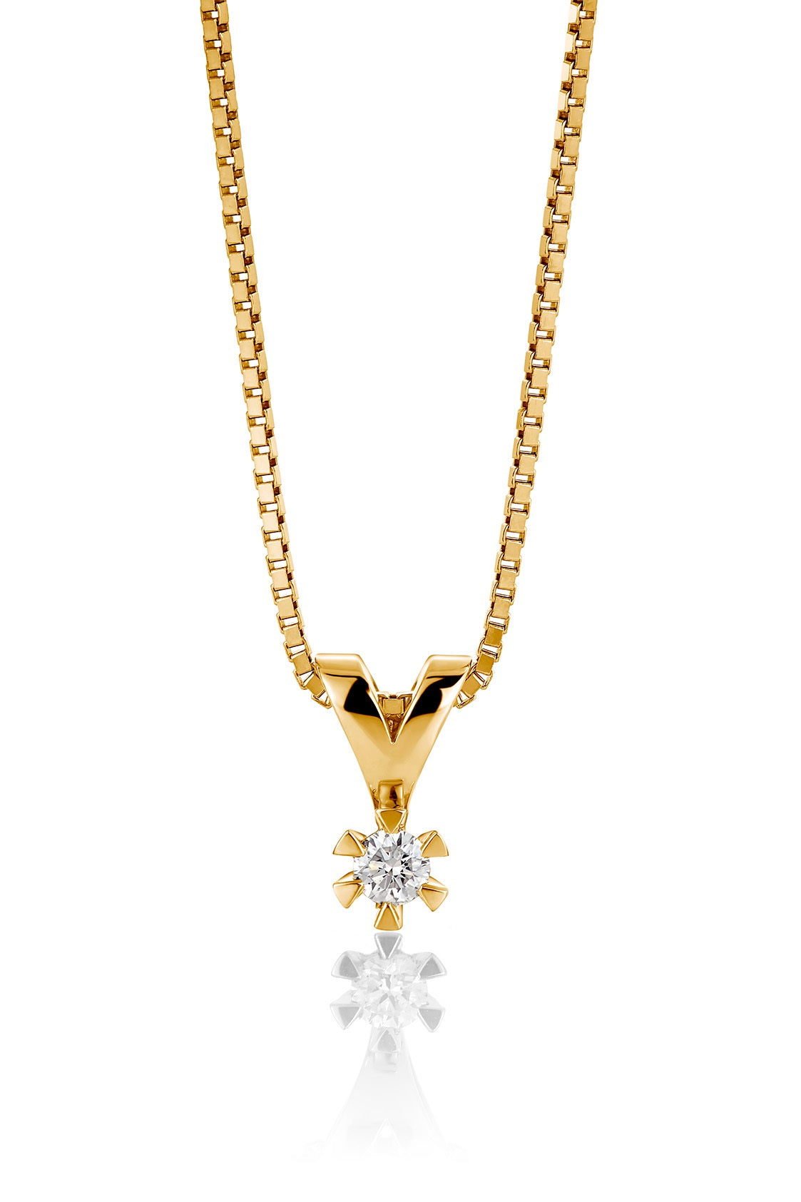 Svolder anheng i 585 gull med diamant 0,15 ct GTW/VS, bilde 1 av 2
