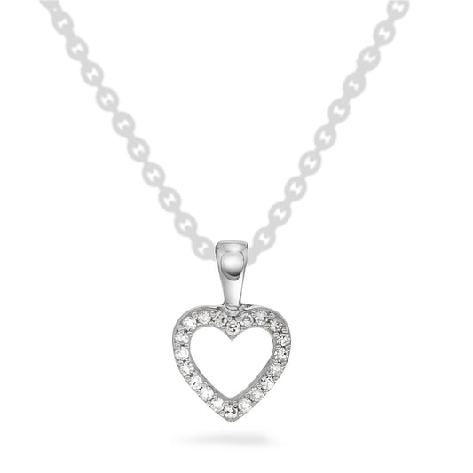Anheng i 585 hvitt gull med diamant 0,04 ct, hjerte