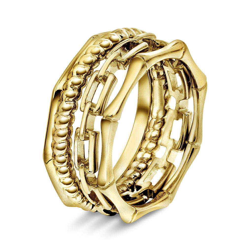 Ring i forgylt sølv, 4 pk, bredde 2-3 mm