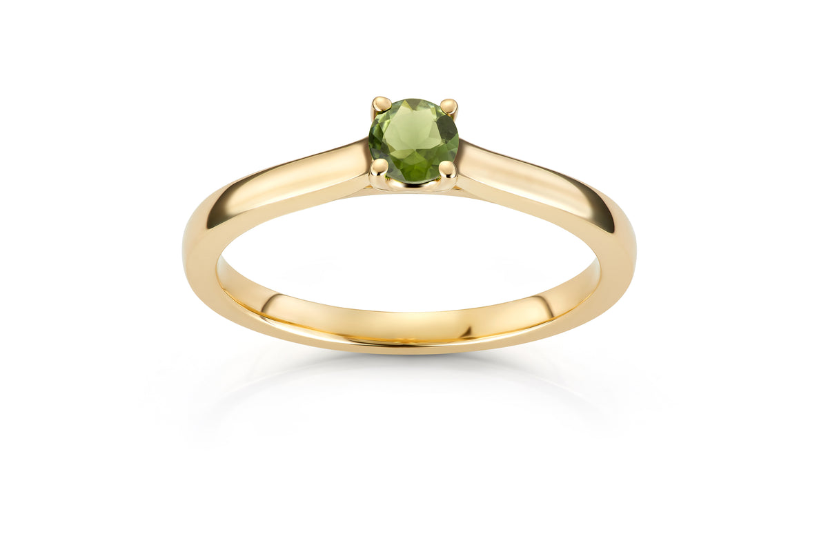 Daisy ring i 585 gult gull med diamant og grønn turmalin
