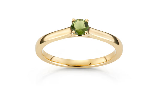 Daisy ring i 585 gult gull med diamant og grønn turmalin