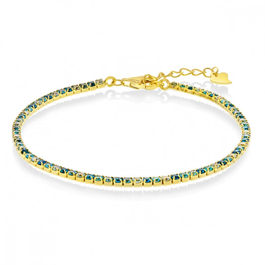Tennisarmbånd til dame i forgylt sølv med zirkonia, 17 cm, nr. 62201, bilde 1 av 2