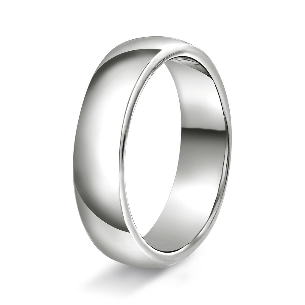 Ring i 14 karat hvitt gull, hvelvet/flat, polert, bilde 4 av 6