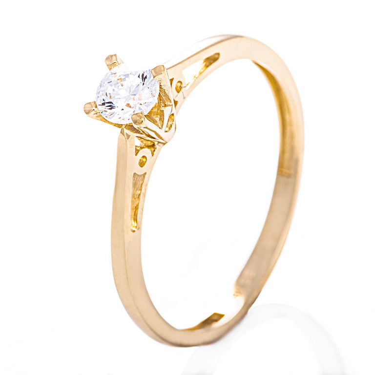 Carmen ring i 585 gult gull, solitær 4,3 mm