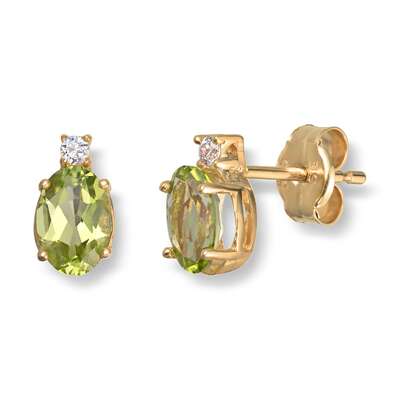 Ørepynt med peridot og zirkon i 14K gult gull Artikkelnr: 47644
