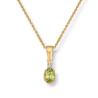 Anheng Peridot og zirkonia 14K gult gull Artikkelnr: 27498