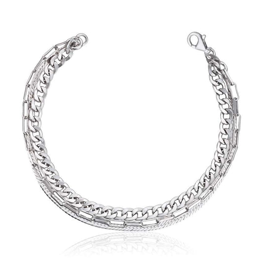 Armbånd med 3 lenker sølv 925 rhodinert Artikkelnr: 3041718