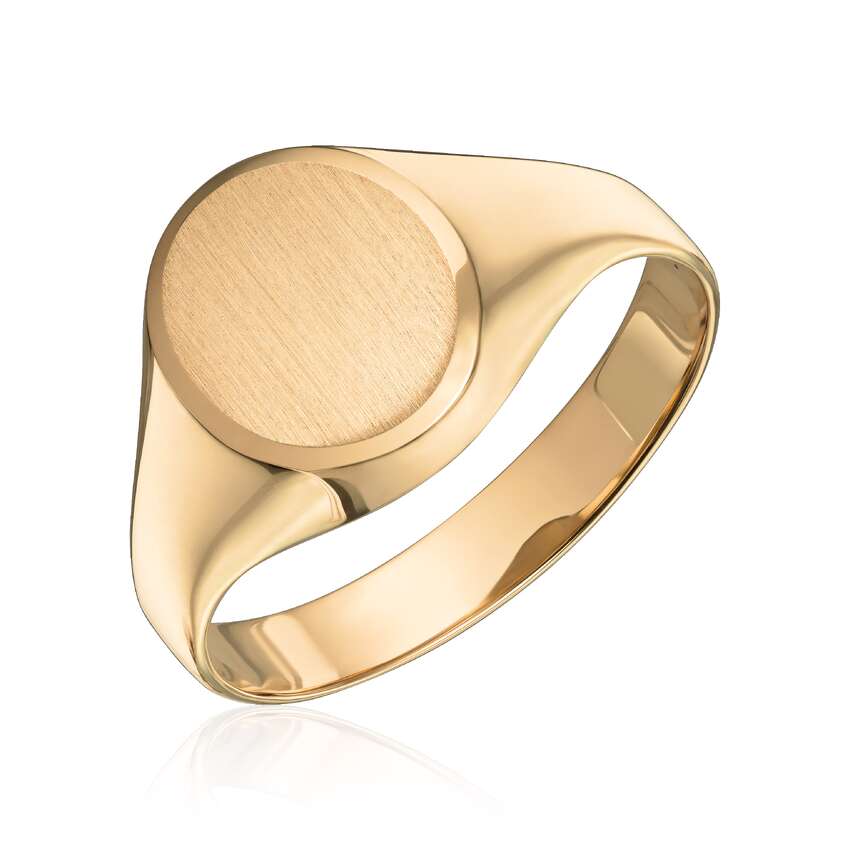 Signet ring med oval topp i 14K gult gull Artikkelnr: 57407
