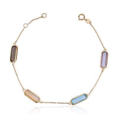 Armbånd med Armbånd Ametyst Topas Citrin Smoky Quartz14K Artikkelnr: 17052