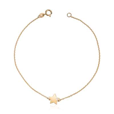 Armbånd med stjerne og synt CZ 14K gult gull Artikkelnr: 17057