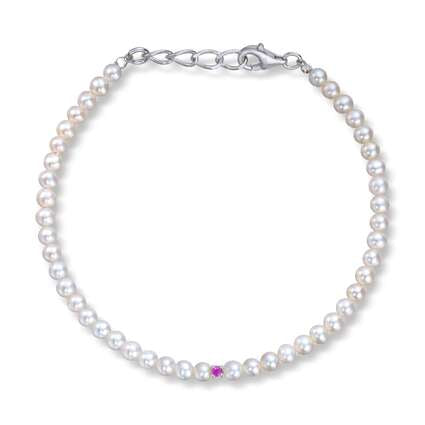 Armbånd i 925S med ferskvannsperler og rosa cirkonia Artikkelnr: 3050719