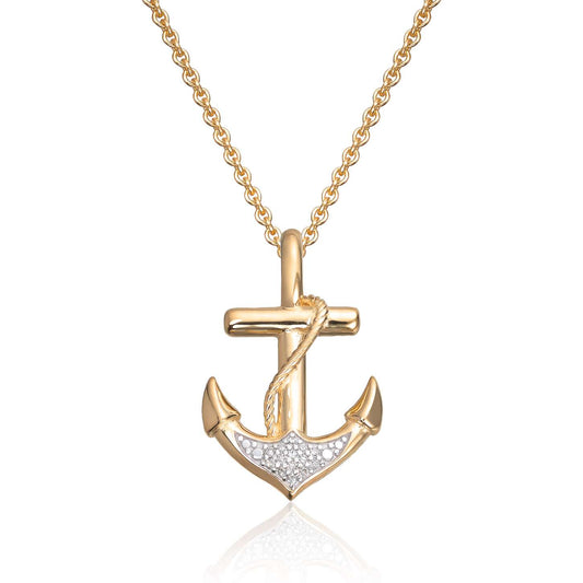 Anheng Anker14K gult gull med rhodinerte detaljer 0,02ct WSI Artikkelnr: 27518