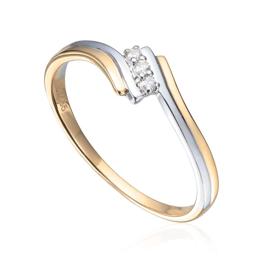 Ring 2-farget med diamanter 0,036ct WSI Artikkelnr: 57594