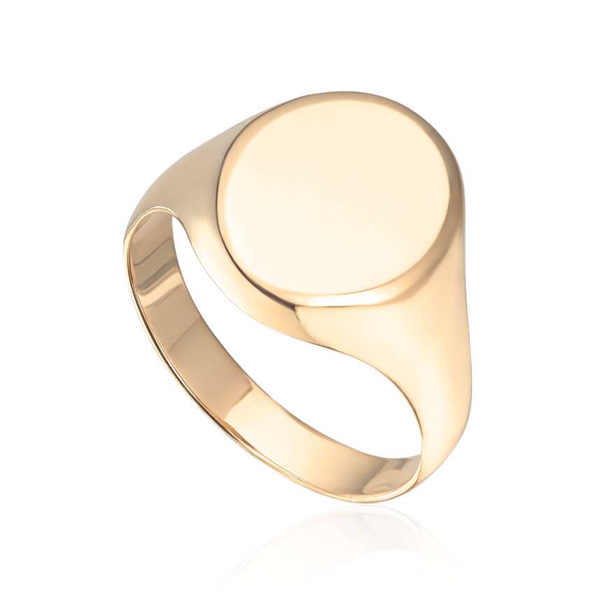 Signet ring med oval topp i 14K gult gull Artikkelnr: 57595
