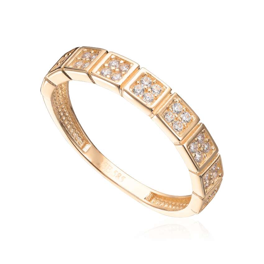 Ring Kvadratisk mønster Cz 14K Artikkelnr: 57597