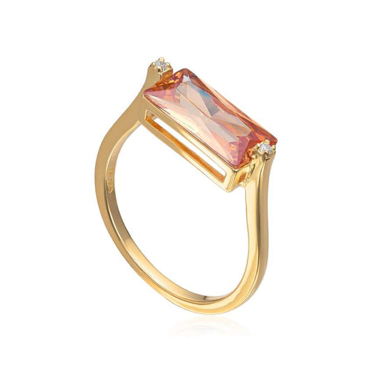 Ring i sølv forgylt med Rosa Cz Artikkelnr: 3057601