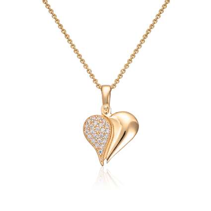 Anheng hjerte "Hidden Message" i gult gull 14K med Cz Artikkelnr: 27589