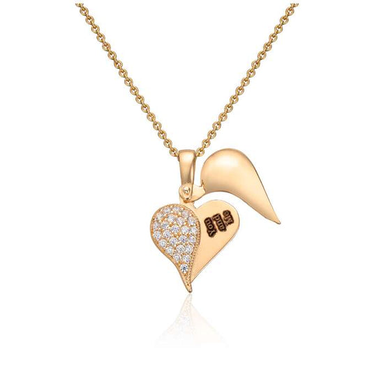 Anheng hjerte "Hidden Message" i gult gull 14K med Cz Artikkelnr: 27589