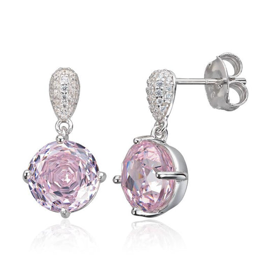 Ørepynt med Rosa zirkon i rhodinert sølv