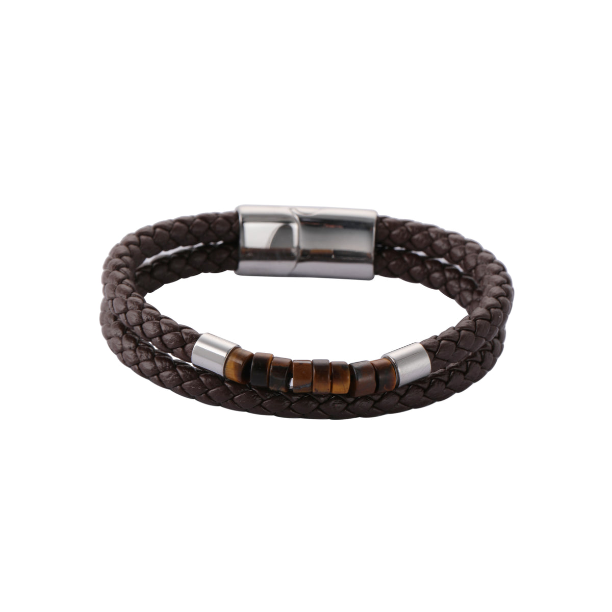 Sander tiger-eye armbånd i lær, 20 mm, 22 cm, nr. 50060-22