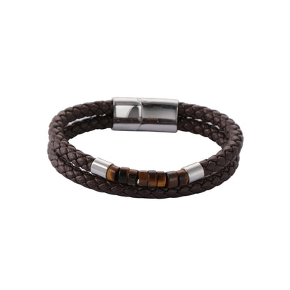 Sander tiger-eye armbånd i lær, 20 mm, 22 cm, nr. 50060-22