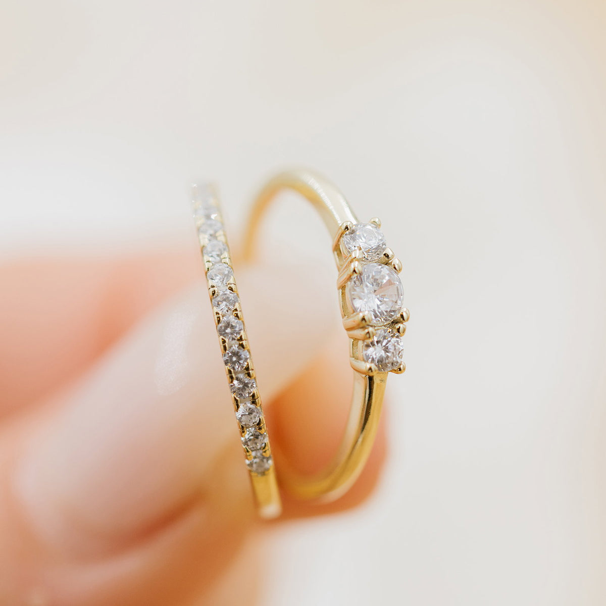 Ring i 925 sølv med zirkonia, 2-i-1, bredde 5 mm, bilde 2 av 6