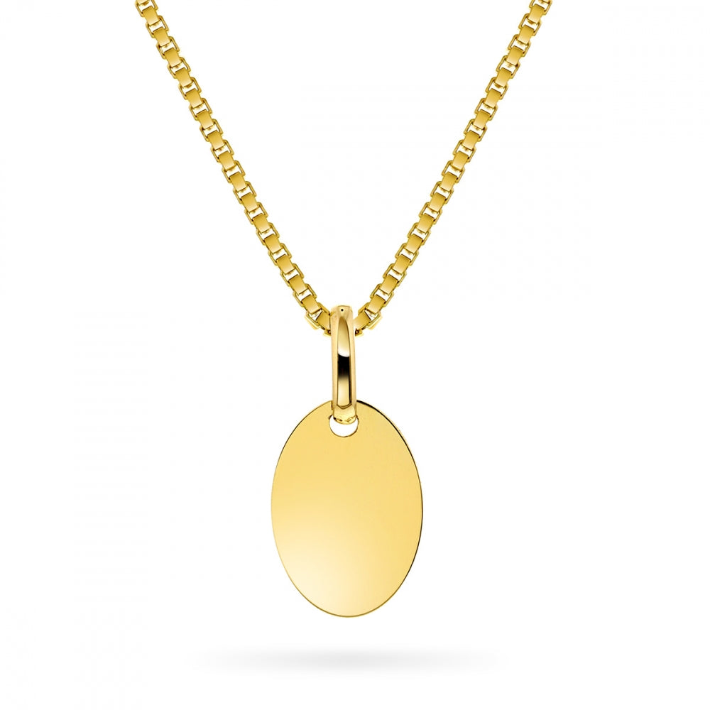 Anheng i gult gull, oval plate 8x12 mm