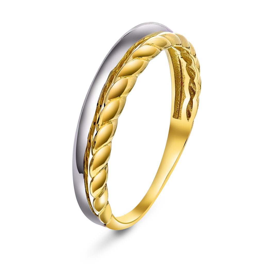 Ring i gult gull med rhodium, bicolor, bilde 1 av 4