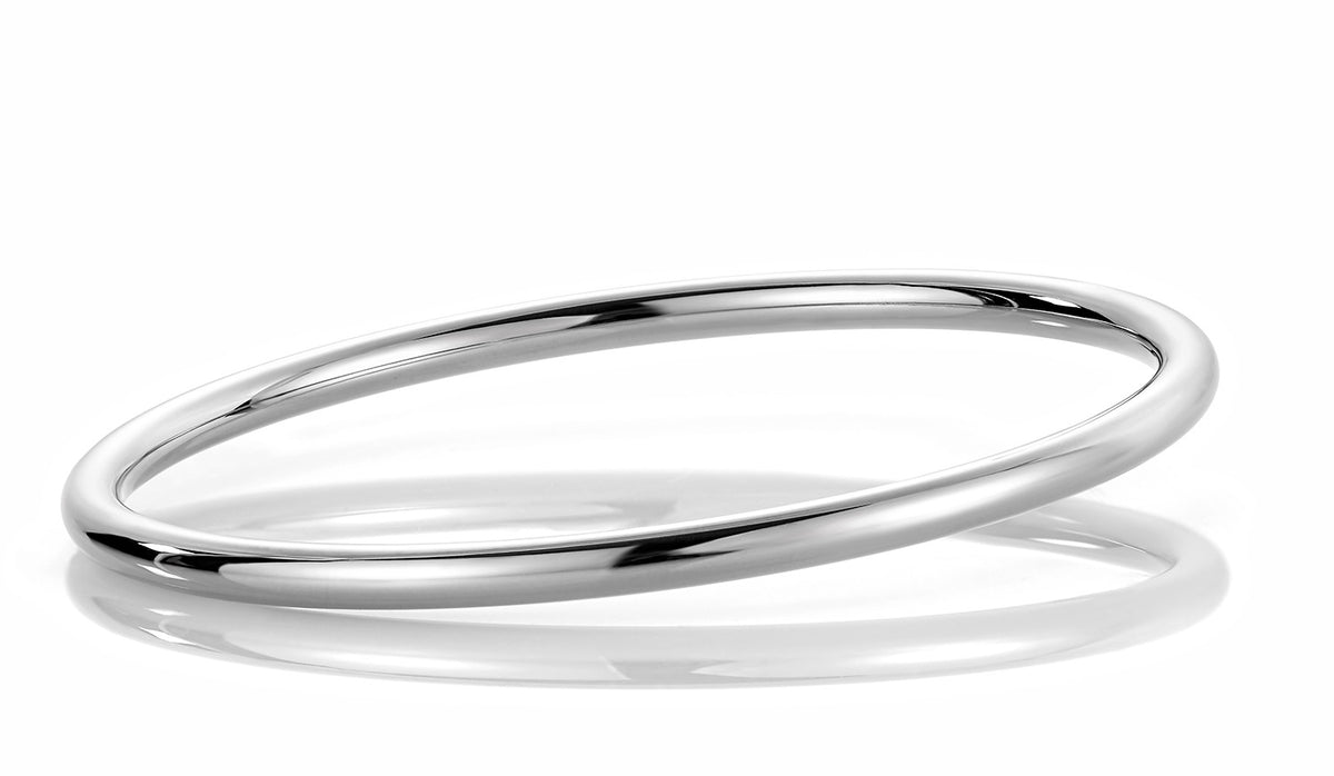 Armring i 585 hvitt gull, rund profil 4 mm, størrelse 57