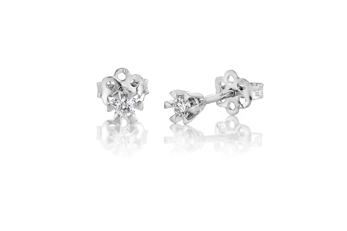 Svolder øredobber i 585 gull med diamant 0,15 ct, SI, bilde 1 av 2