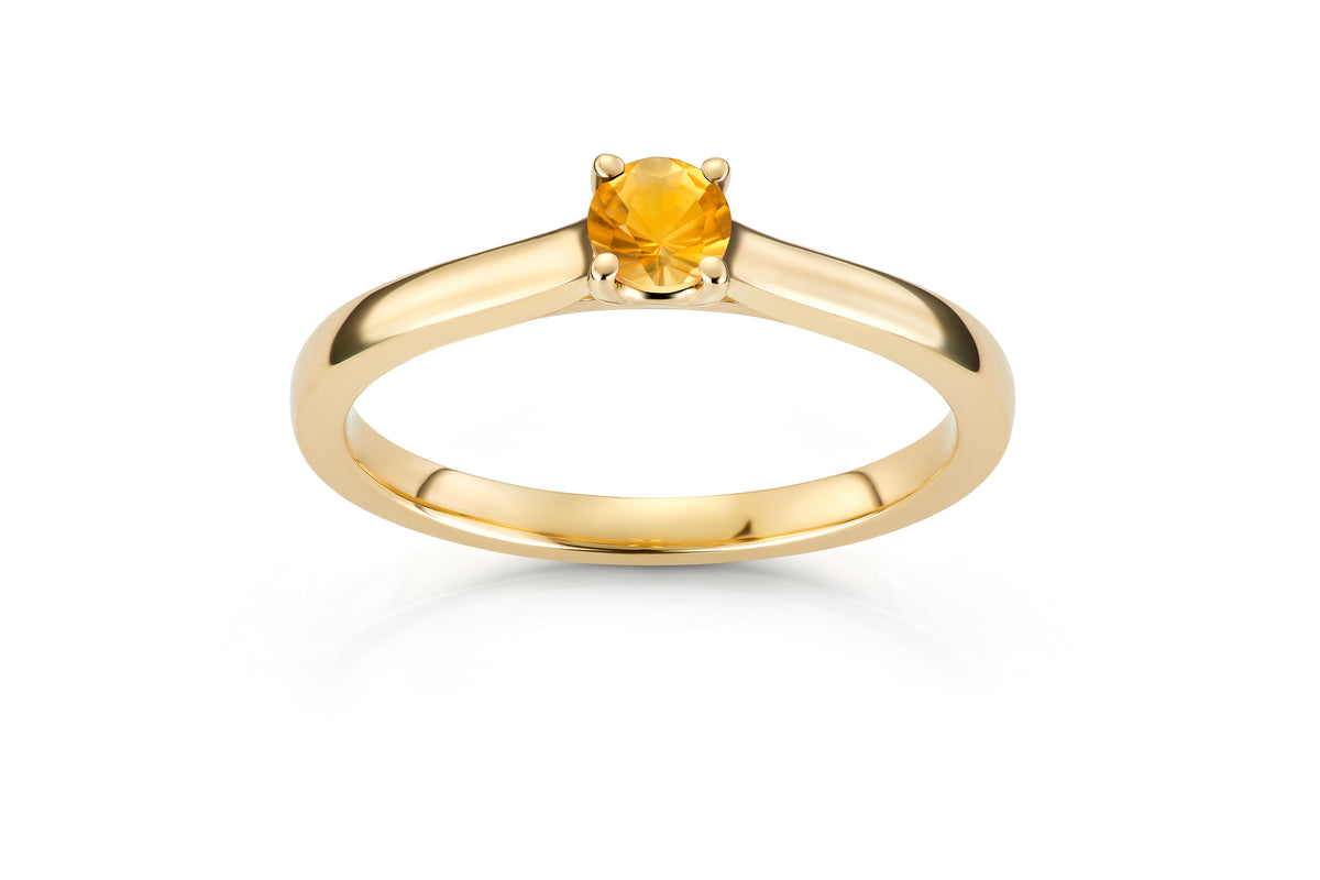 Svolder ring Daisy i 585 gull med diamant og citrin, bilde 2 av 2