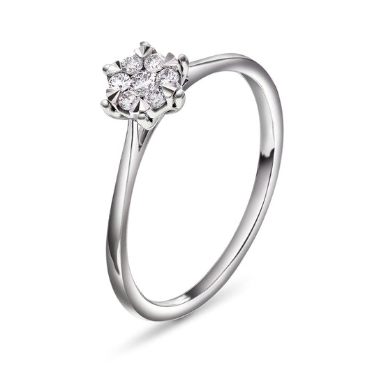 Illusjon ring i hvitt gull med diamanter 0,15 ct, bilde 1 av 3