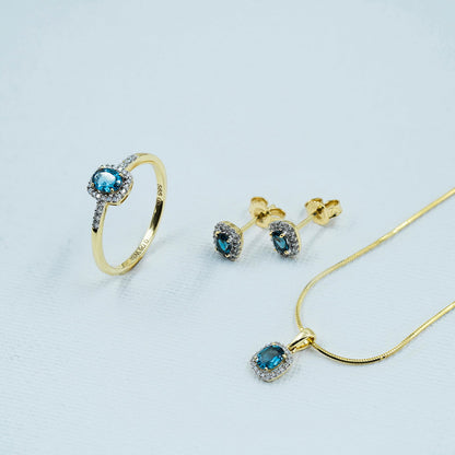 Ring i 14 karat gult gull med topas og diamanter 1,5 mm, bilde 4 av 4