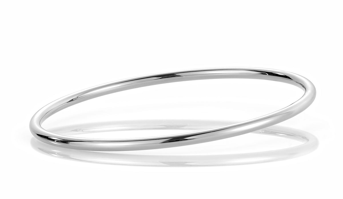Armring i 585 hvitt gull, rund profil, 3 mm, str 60