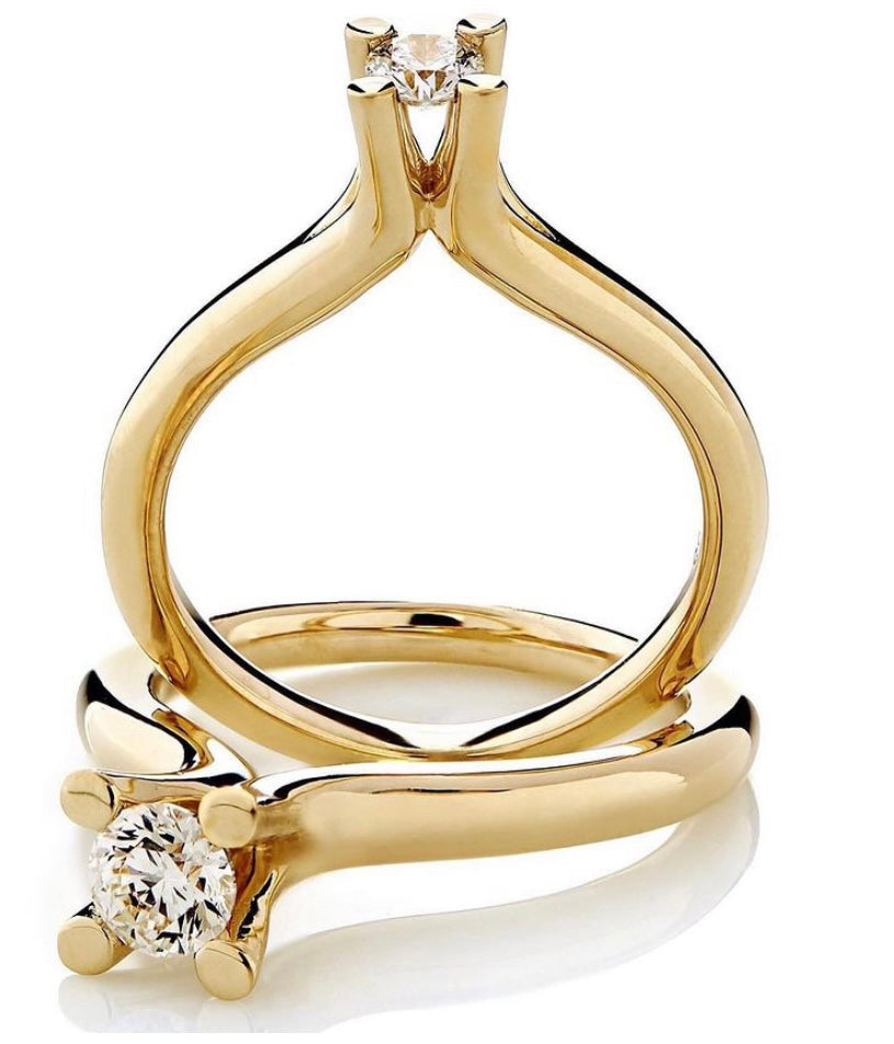 Visholm Design ring i 585 gult gull med diamant 0,4 ct