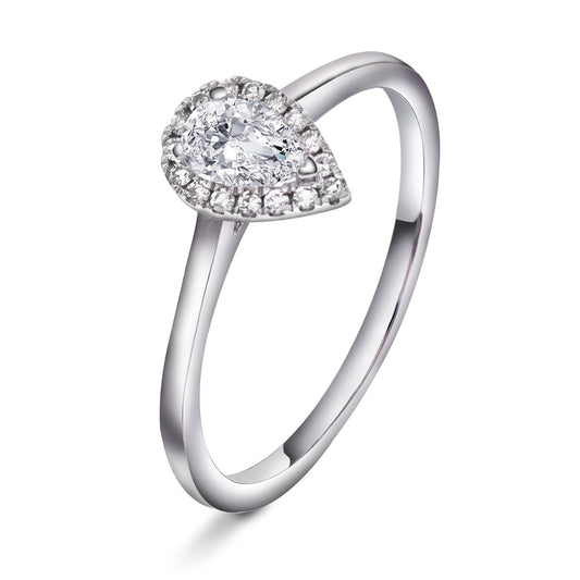 Ring i 14 karat hvitt gull med diamant 0,30 ct, bredde 5 mm