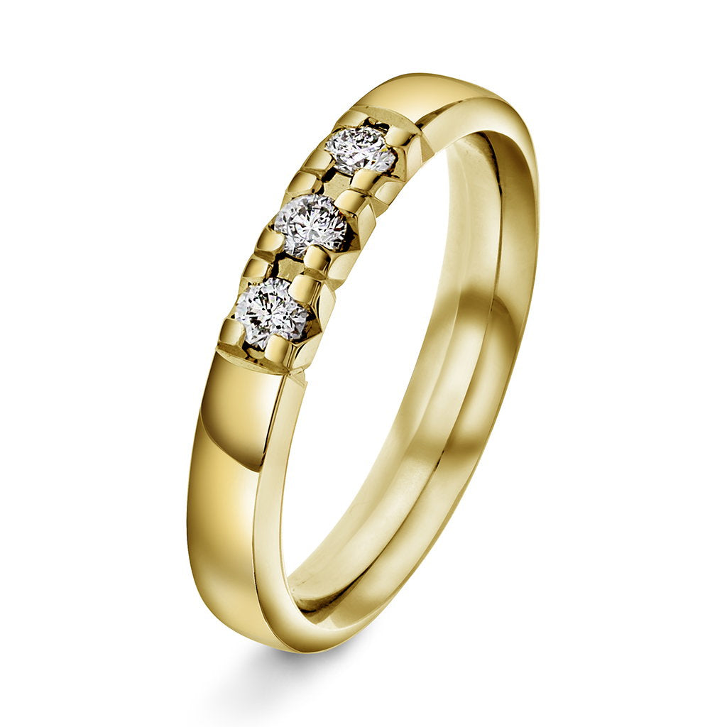 Beta ring i 14 karat gult gull med diamant 0,21 ct, bilde 1 av 3