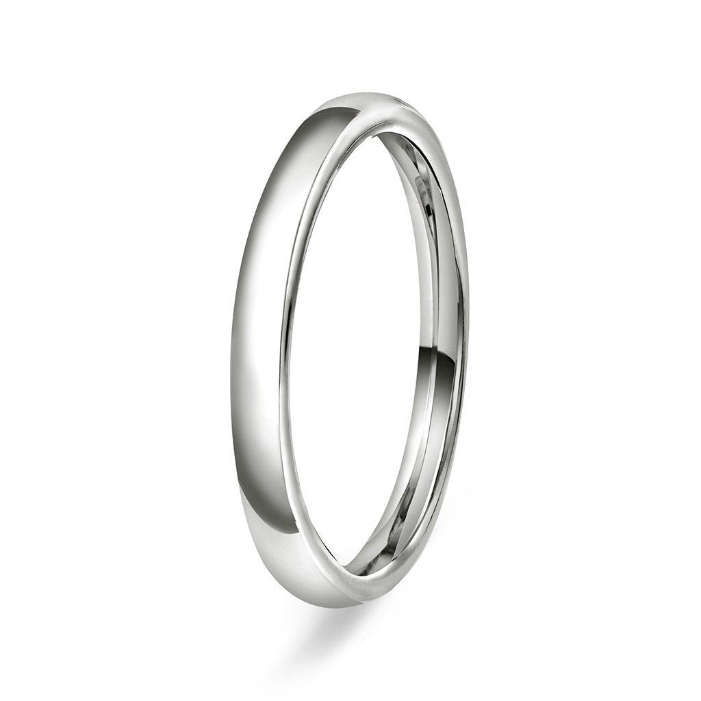 Ring i 14 karat hvitt gull, hvelvet/buet, polert, bilde 1 av 6