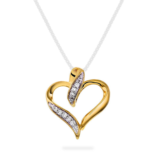 Anheng i 14 karat gult gull med diamant 0,05 ct, bilde 1 av 3